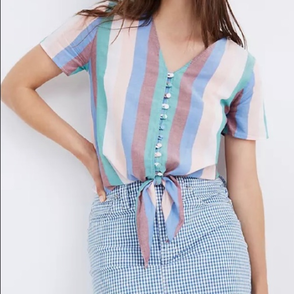 Madewell Novel Tie-Front Top In Flagstaff Stripe